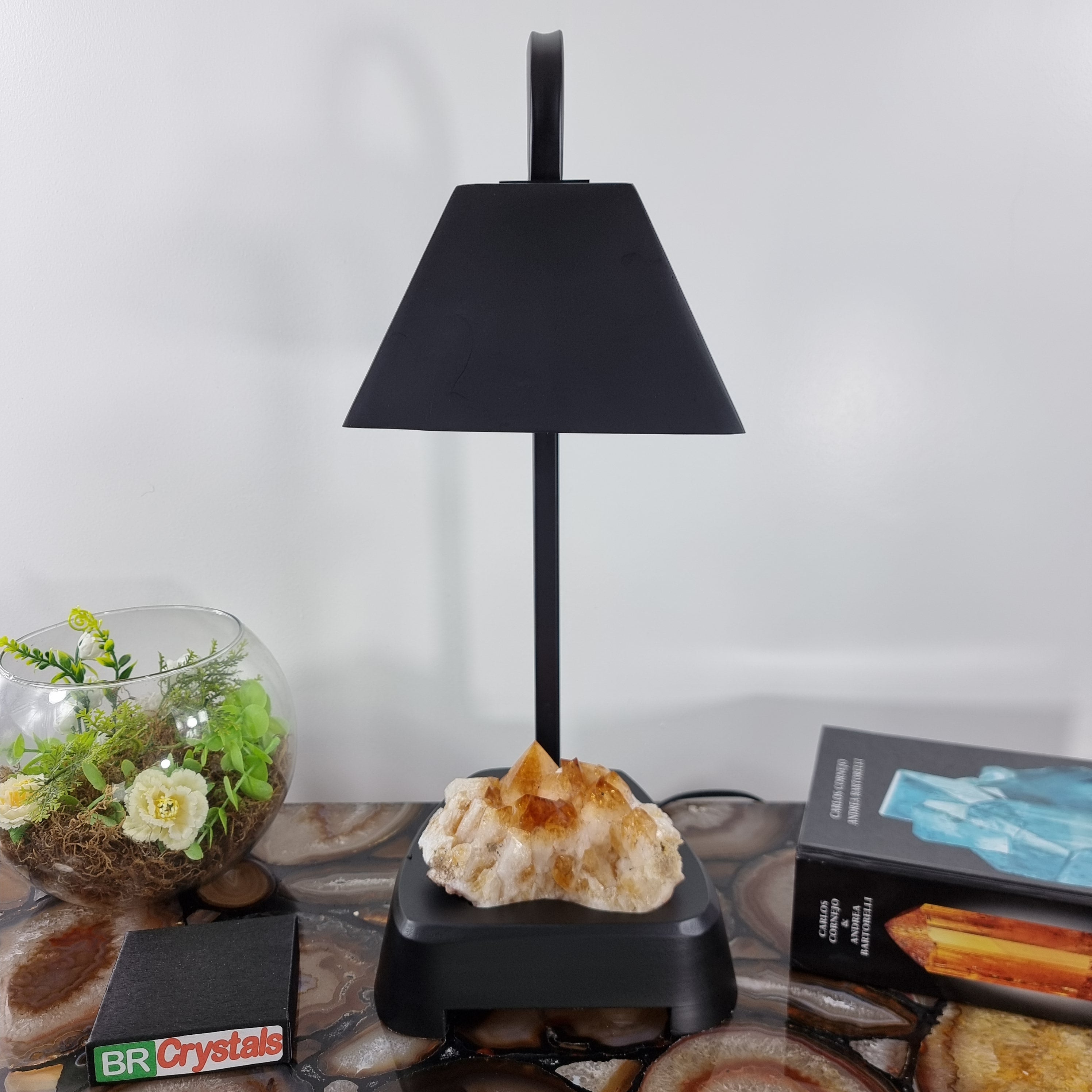 ABAJUR de Pedras Preciosas | Linda Pedra Drusa na Base | Super Especial com 45 cm altura - Peça Artesanal BR Crystals
