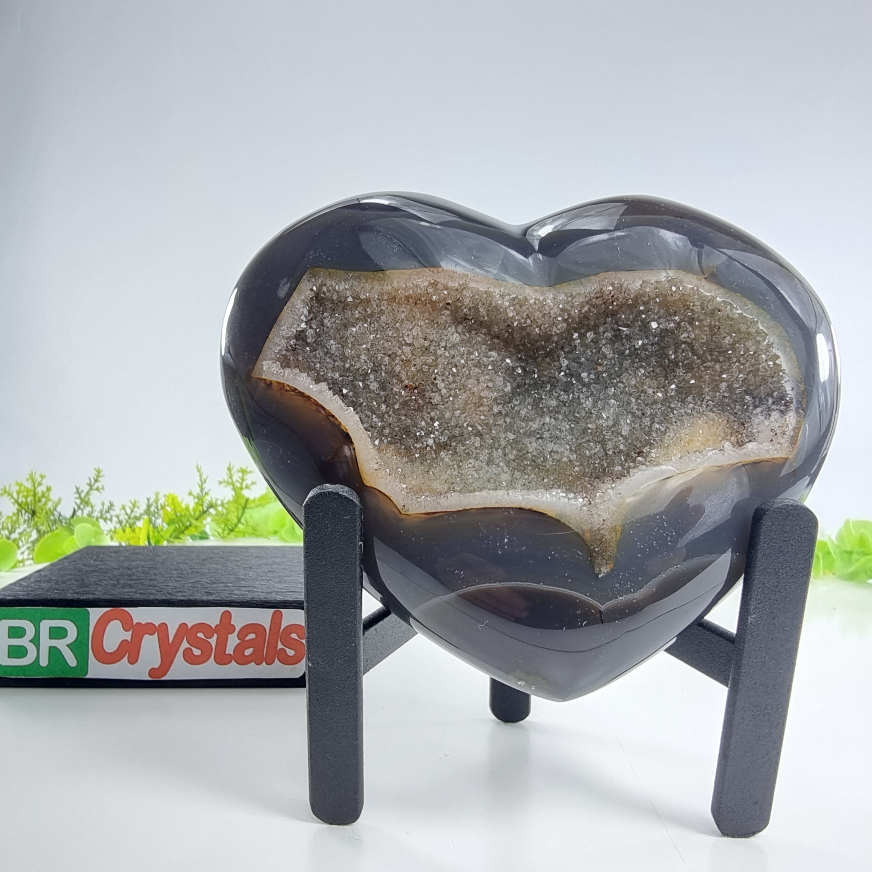 Coração de Àgatas Naturais | Altura 11,5 cm, com 0,745 kgs | Peça Artesanal BR Crystals