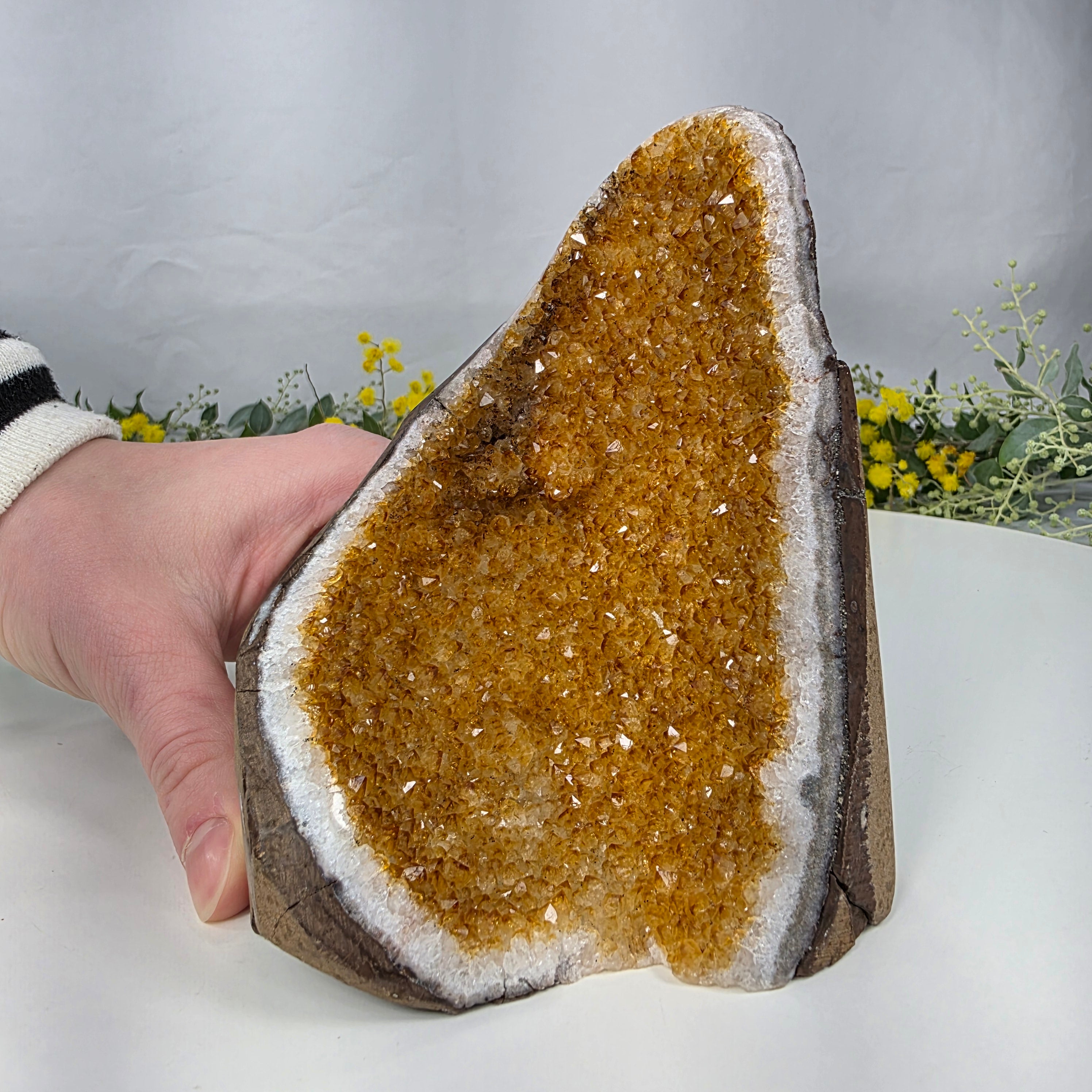 Drusa de Citrino Especial | Peso 0,80 Kgs, Altura de 13 cm | Peça Artesanal BR Crystals