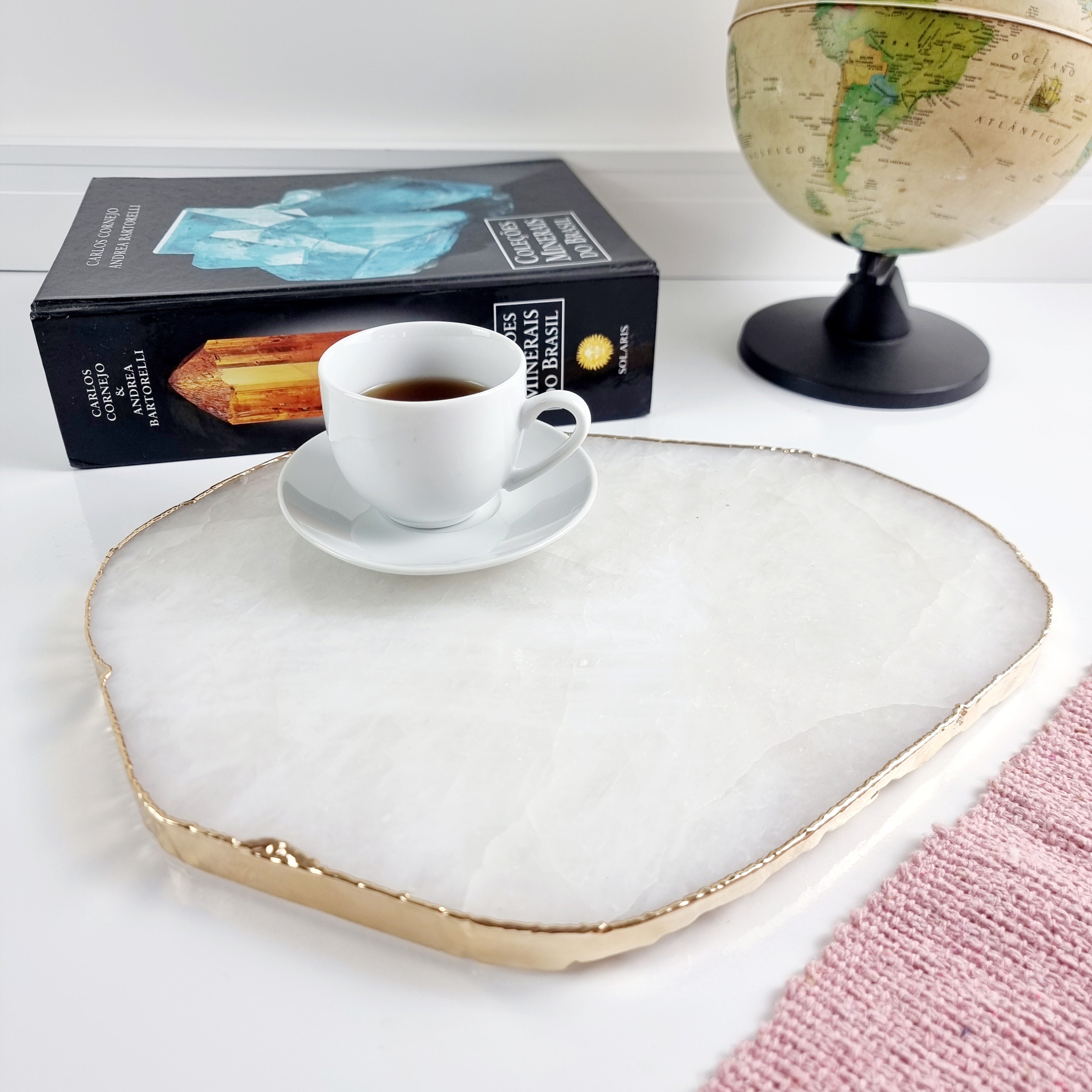 Bandejas de Cuarzo con BORDES DORADOS tamaño 30 a 35 cm y peso 3 kg