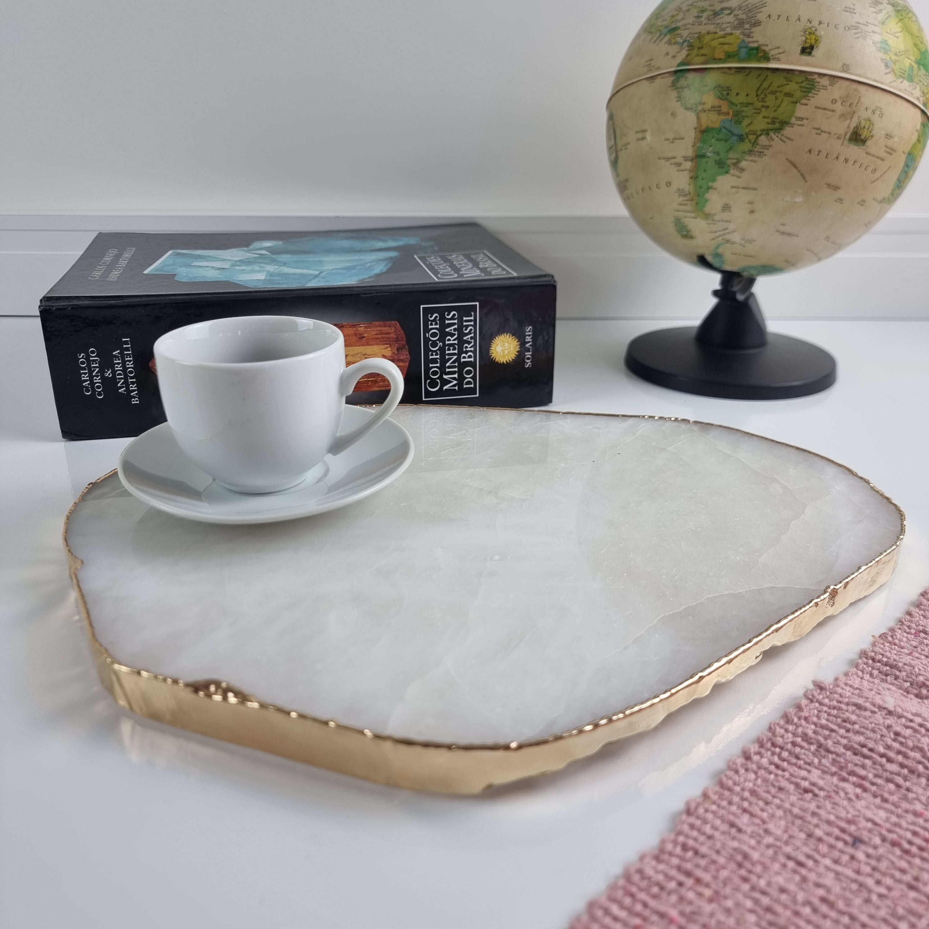 Bandejas de Cuarzo con BORDES DORADOS tamaño 30 a 35 cm y peso 3 kg