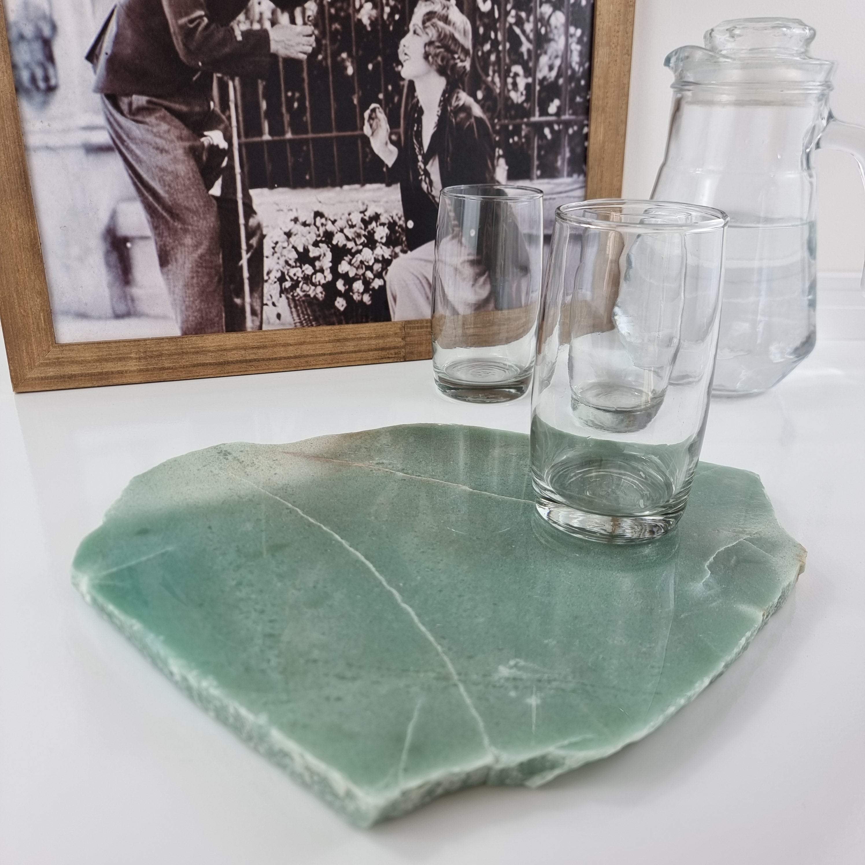 Bandeja de QUARTZO VERDE Bordas Naturais | 1 Unidade | Tamanho 30 cm | Peça Artesanal BR Crystals