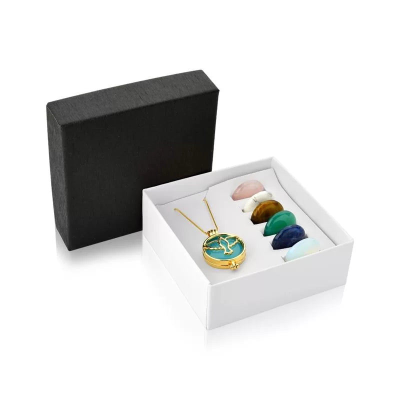 Colar Relicário Locket folheado a ouro  Pingente "Pomba da Paz"