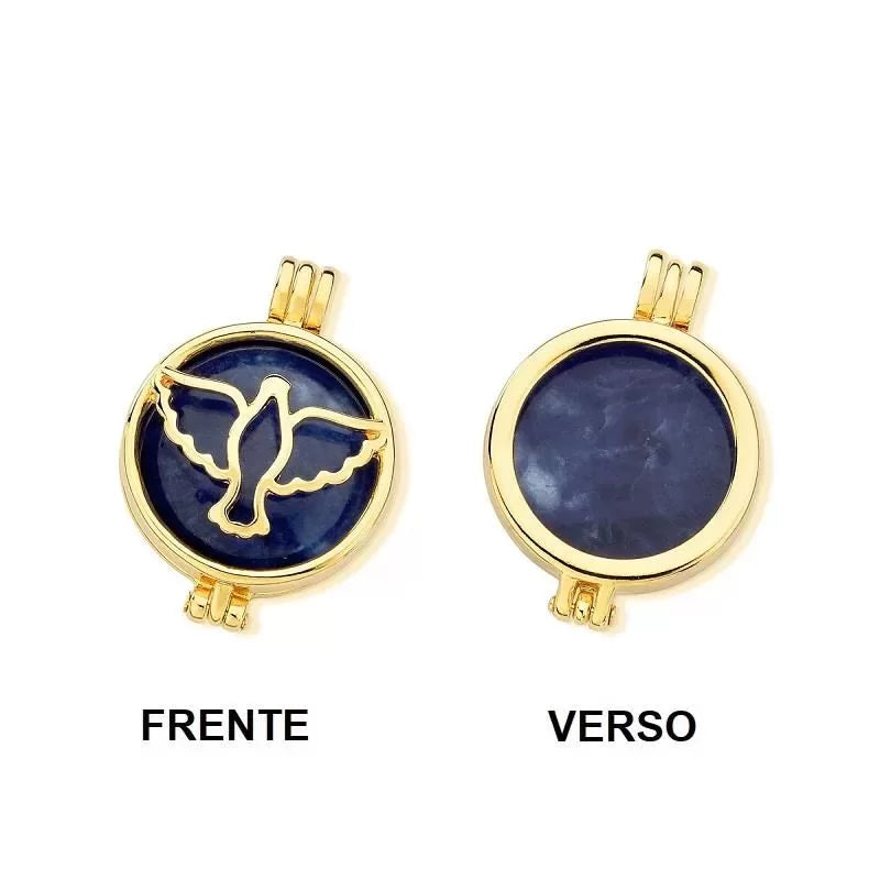 Colar Relicário Locket folheado a ouro  Pingente "Pomba da Paz"