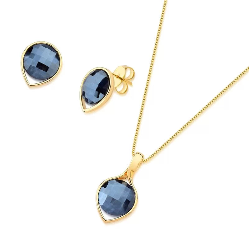 Conjunto de Brinco e Colar Banhado a Ouro Perolado