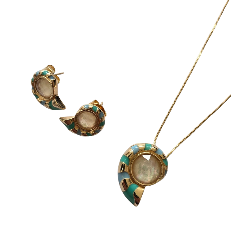 Conjunto Colar e Brinco Folhado a Ouro