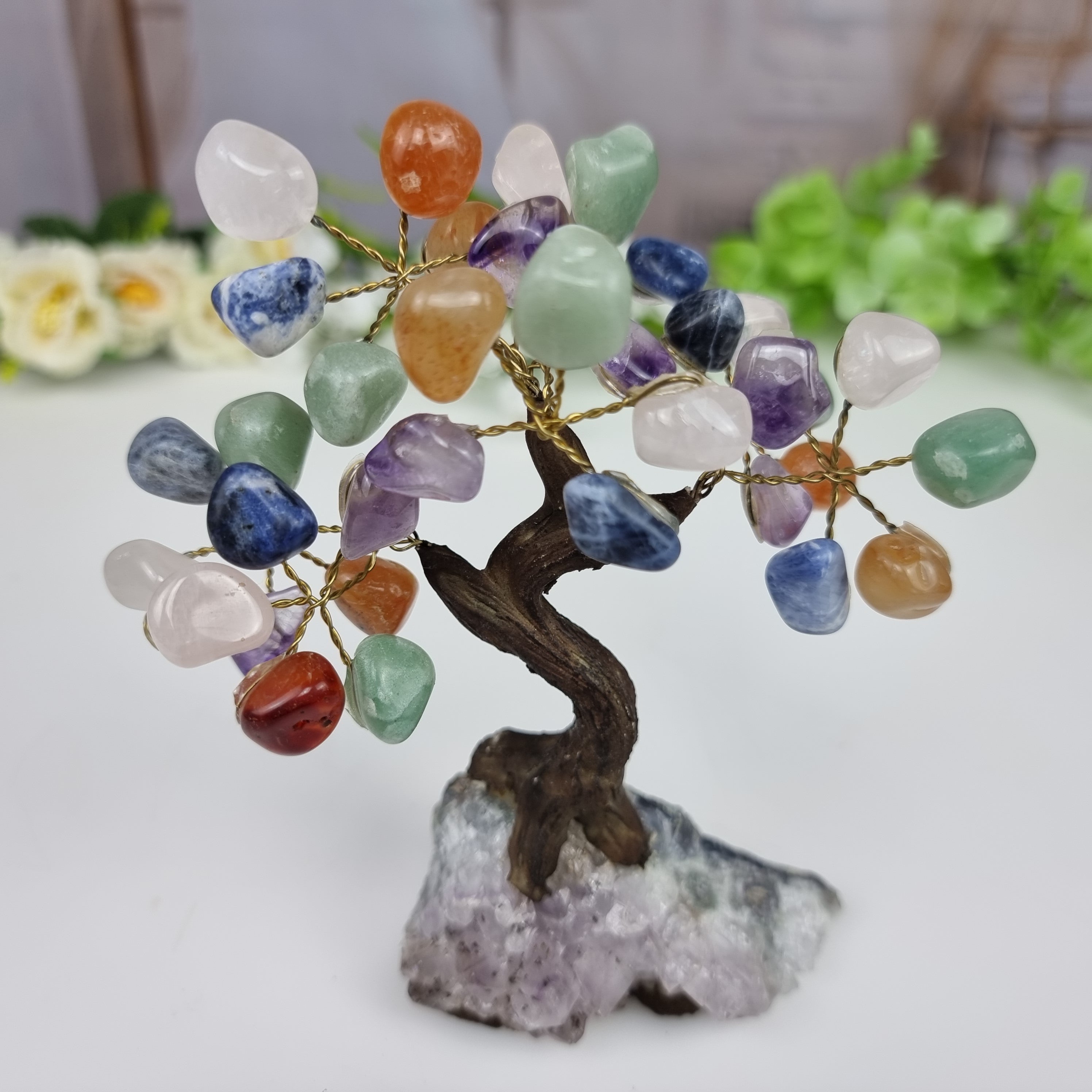 Árbol de 7 Chakras con Tamaños de 7 a 36 ramas y de 35 a 240 Piedras