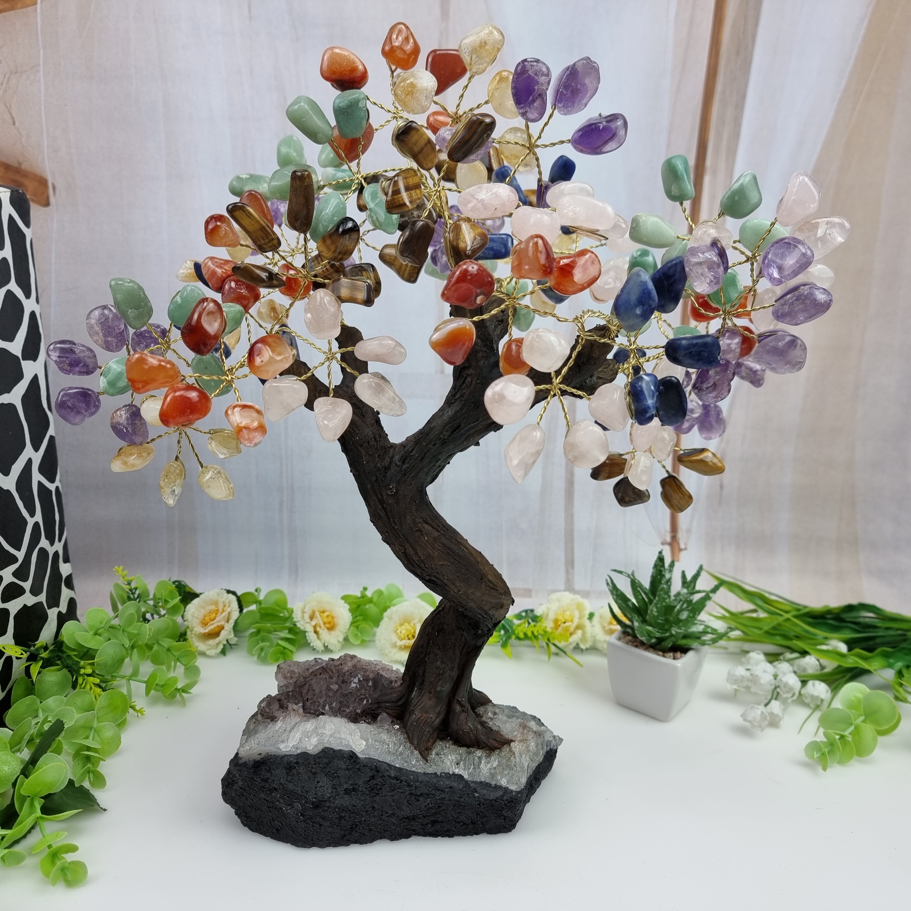 Árbol de 7 Chakras con Tamaños de 7 a 36 ramas y de 35 a 240 Piedras