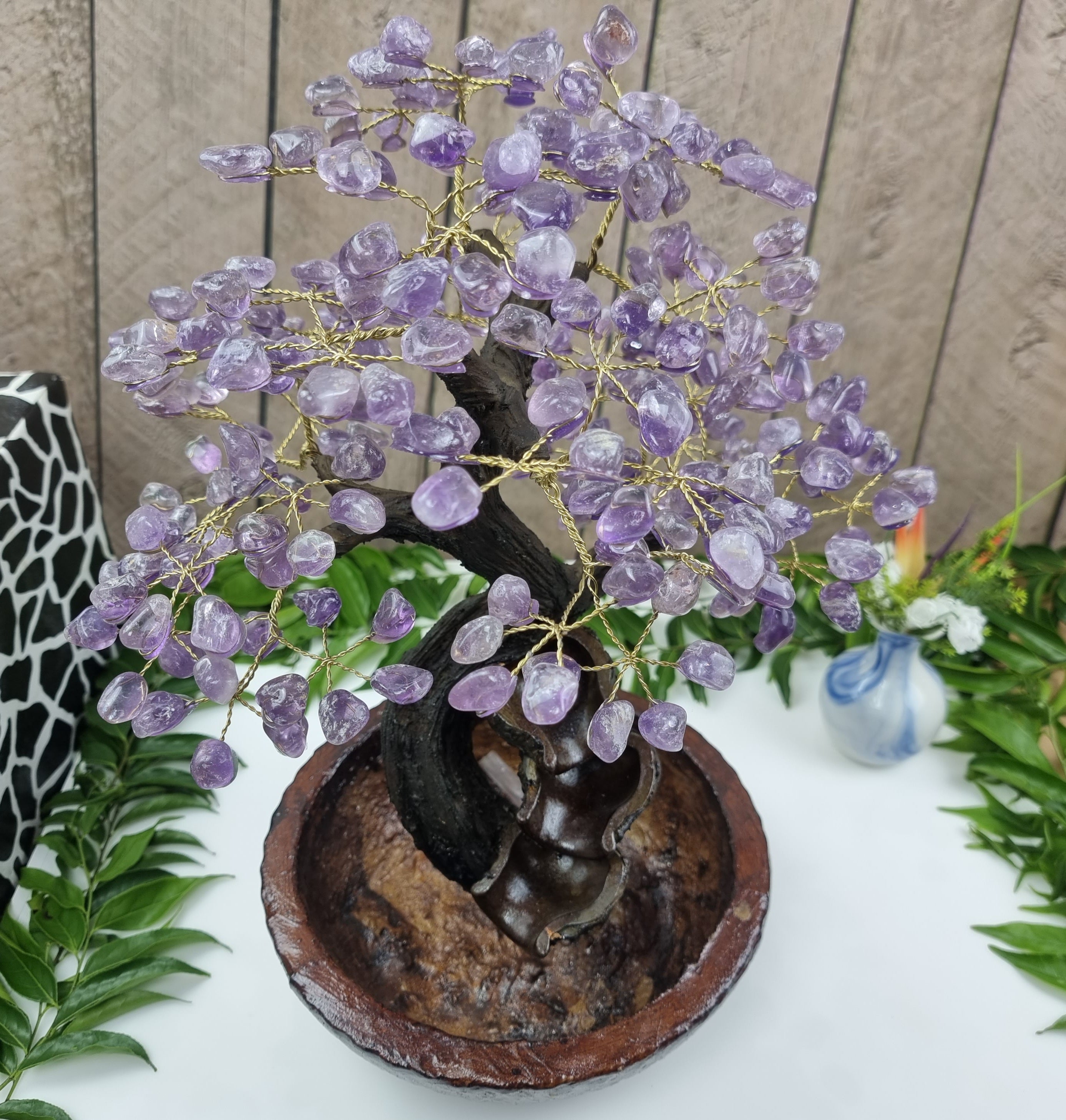 FUENTE árbol de piedras preciosas 36 ramas y 180 piedras 50 cm altura peso 2,0 kg