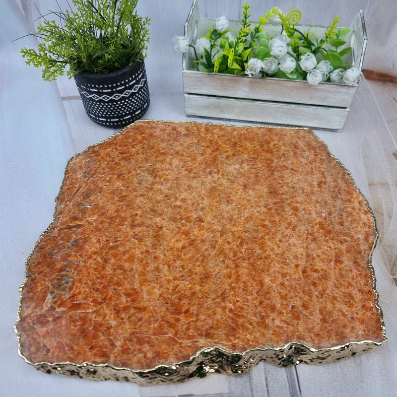 Bandejas de Cuarzo con BORDES DORADOS tamaño 30 a 35 cm y peso 3 kg