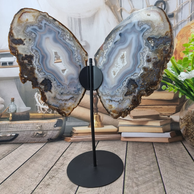 Natural Agate Butterflies size 40 cm height iron base and weight 2.00 kg