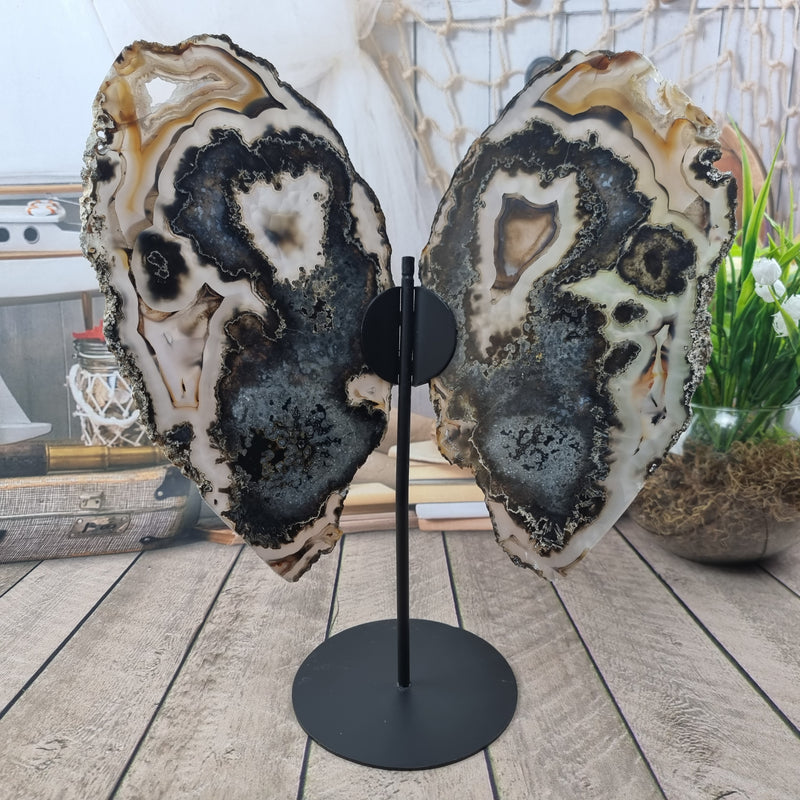 Natural Agate Butterflies size 40 cm height iron base and weight 2.00 kg