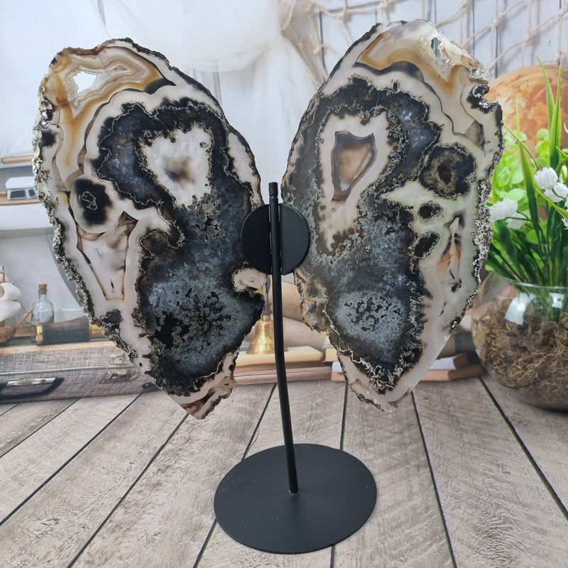 Natural Agate Butterflies size 40 cm height iron base and weight 2.00 kg