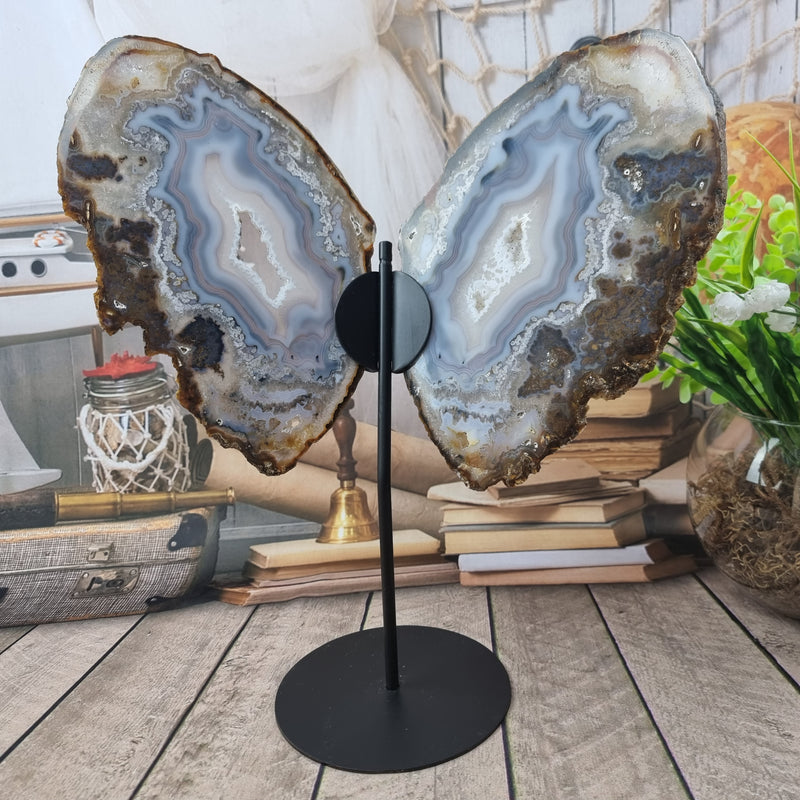 Natural Agate Butterflies size 40 cm height iron base and weight 2.00 kg