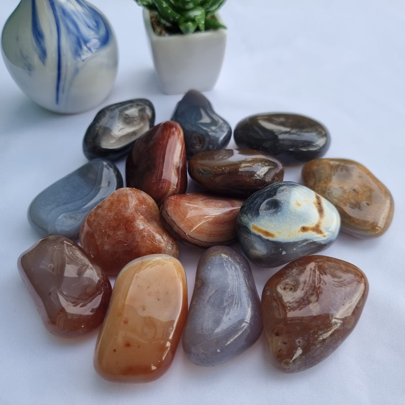 Piedras Rodadas Ágatas Naturales Surtidas Pulidas 4,5 a 5,5 cm Cantidad 1 kg