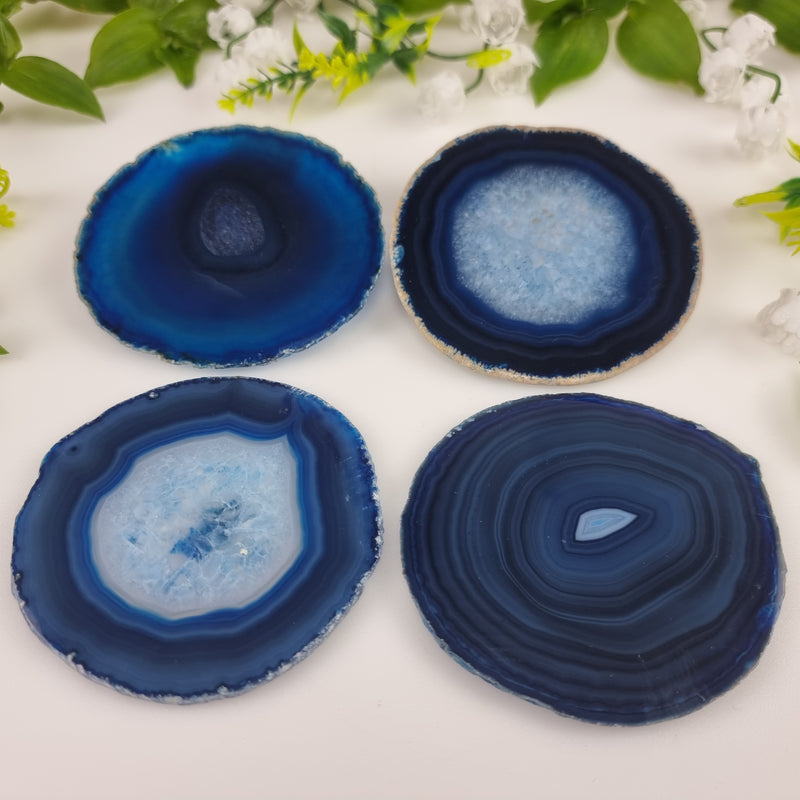 Posavasos de Ágata Natural tamaño 8 a 10 cm kit de 4 piezas Peso total 0.400 kg
